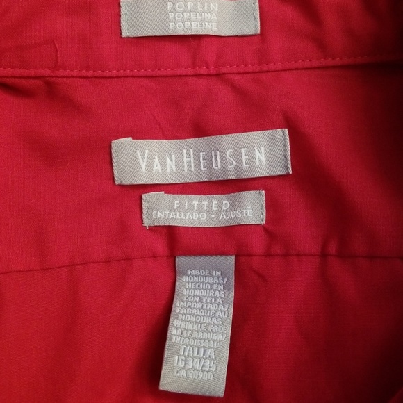 Men's collared dress red shirt, fitted - Picture 4 of 4